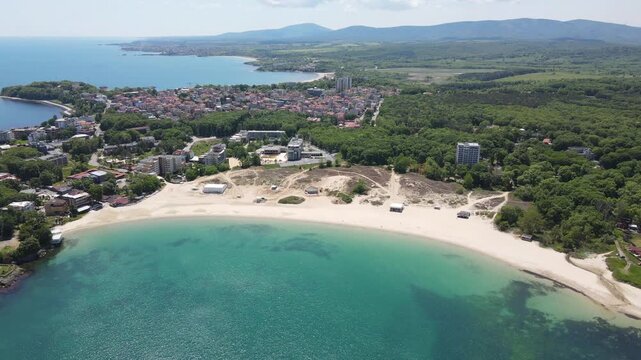 Aerial view of Black Sea Coast near Atliman Beach and Kiten, Burgas Region, Bulgaria 