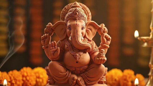 Vinayaka chavithi, Happy Ganesh chaturthi 202 videos, Lord ganesha clay idol with festive elements