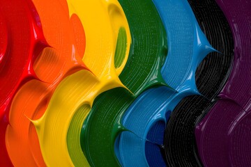 Abstract Rainbow Paint Swirls Macro Texture