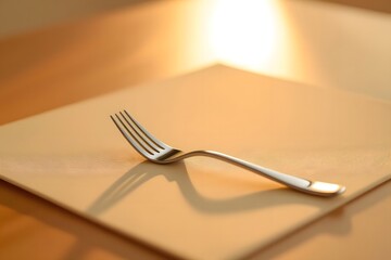 Elegant Silver Fork on Textured Surface with Warm Lighting