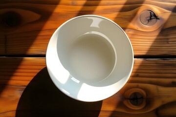 Empty White Bowl on Textured Wooden Table