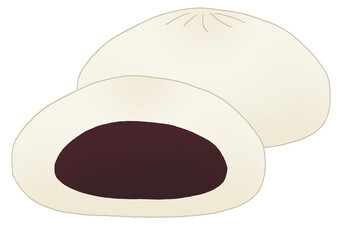 シンプルな2個セットのあんまんのイラスト