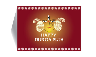 Vector greeting card for the traditional Durga Puja festival. 