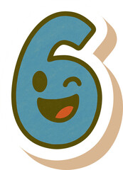 Cute Number 6 Cartoon Illustration – Colorful Kids Digit Character for Classroom and Education Projects