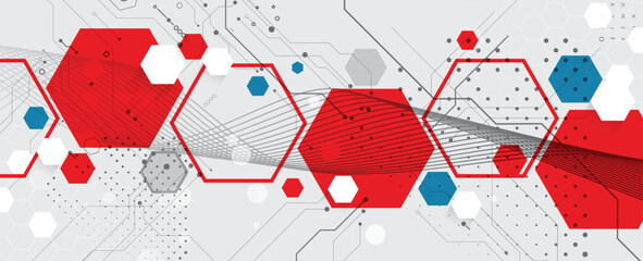 Abstract polygonal and circuit technology concept, futuristic background