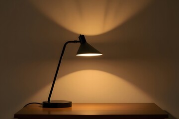 Modern Desk Lamp Illuminating a Wooden Surface