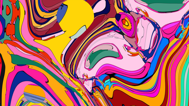 Colorful, abstract, fluid, and geometric background for a music festival