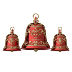Ornate red and gold christmas bells decoration