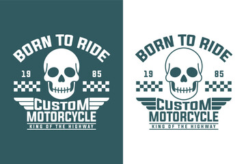Retro Biker Skull Logo for Custom Garage Workshop