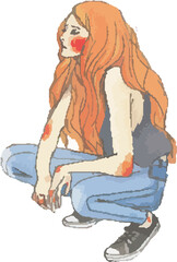 Watercolor girl illustration