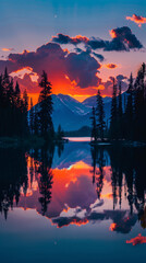 Majestic Alpine Lake Sunrise Reflection