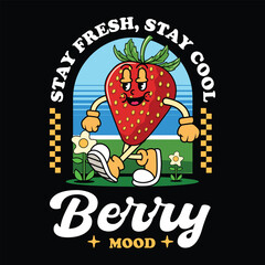 Cute strawberry Fruit character illustration