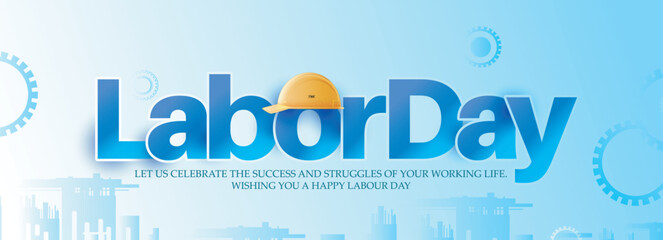 vector poster of Labor Day with hand lettring with creative background