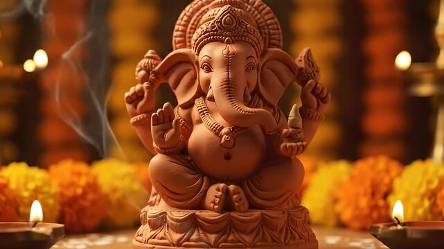 Vinayaka chavithi, Happy Ganesh chaturthi 202 videos, Lord ganesha clay idol with festive elements
