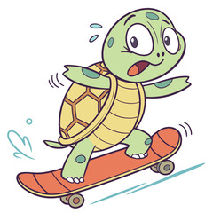 Skateboarding Turtle in Action Vector
