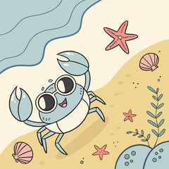 Dancing Baby Crab With Sunglasses
