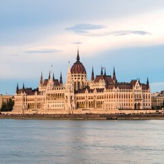 Naklejka premium European parliament building at sunset