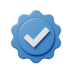 Verified badge with white tick and blue circle on black background ensuring trustworthiness.