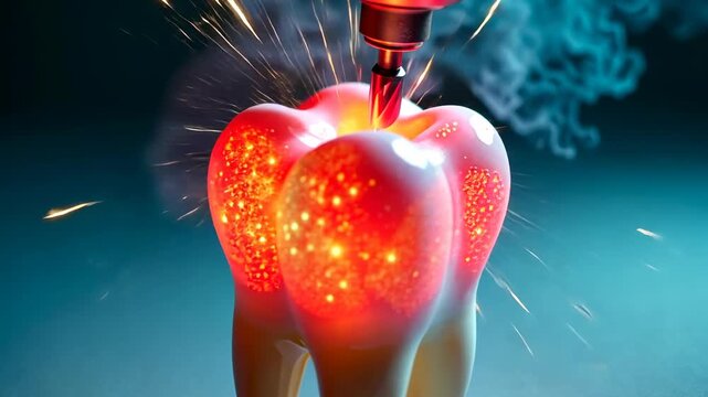 Dentist pain, tooth decay, root canal. Oral health. Lasers sterilize dental infections. Enamel repair restores tooth strength. Gum treatment reduces swelling significantly.