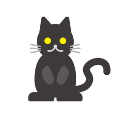 黒猫のベクターイラスト：ハロウィン・魔女の使い - Black Cat Vector Illustration: Halloween and Witch's Familiar