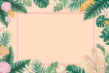 Summer Beach Party Illustration pastel minimal mockup blank frame for background
