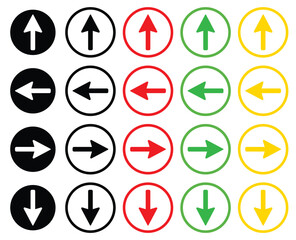 Colorful directional arrow icons in circular buttons