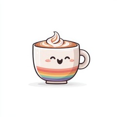 Smiling Latte Cup with Pastel Foam Art