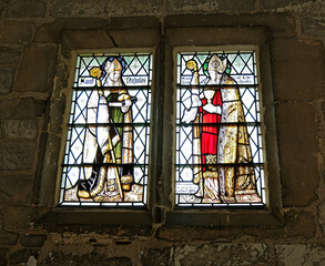 Stained Glass Windows of Saint Nicholas and Saint Richard in the Cloisters of Chichester Cathedral.