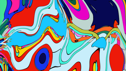 Colorful, abstract, fluid, and geometric background for a music festival