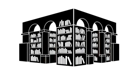 Silhouette of an architectural library building