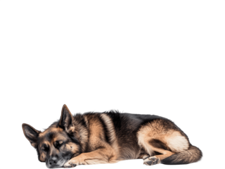 A dog peacefully sleeping curled up