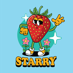Funny strawberry Fruit character illustration