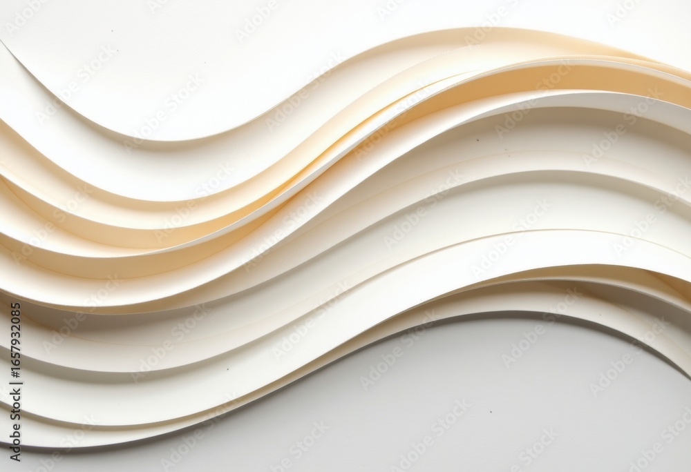 Poster curved paper layers creating a flowing abstract pattern with neutral tones
