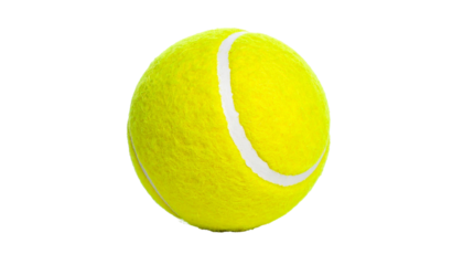 Tennis ball, isolated, white background, vibrant, bright, round, yellow, textured, fuzzy, sport, game, training, practice, recreation, competition, outdoor, indoor, lightweight, durable, bouncing, hit