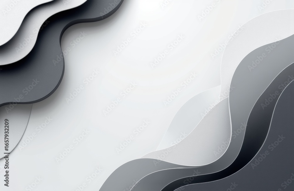 Aufkleber abstract layered paper or cardboard texture with smooth curves in shades of gray and white suitable 