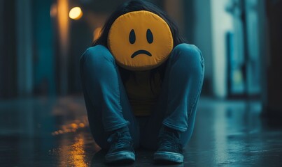 Concept of depression and mental health struggles, depicted by a person appearing sad and slumped, symbolizing the inner emotional struggle, isolation, and personal battle faced, Generative AI