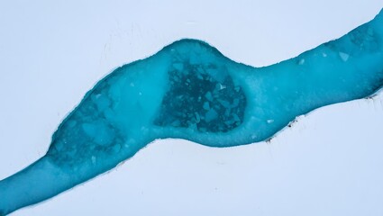 Aerial view of frozen river winter landscape snow ice cold water nature scenery outdoors stream icescape