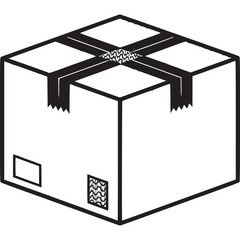 Cardboard box sealed with tape, isolated on white background, representing delivery, shipping, and logistics for ecommerce and business, handle with care