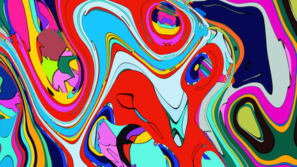 Colorful, abstract, fluid, and geometric background for a music festival