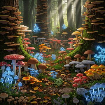 mushrooms in the forest
