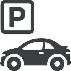 Car parking icon.Parking and traffic signs isolated on white background. Vector illustration. Parking location. Public parking and parking location symbol.Car parking sign in different variations