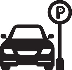 Car parking icon.Parking and traffic signs isolated on white background. Vector illustration. Parking location. Public parking and parking location symbol.Car parking sign in different variations