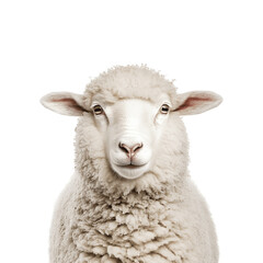 Fototapeta premium A white sheep standing upright, showcasing its woolly coat and distinct features