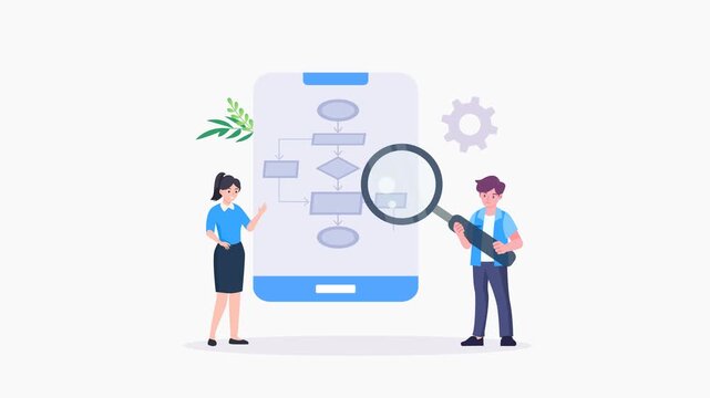 workflow diagram or model design, flowchart to get result Illustration. video animation 4k clip	