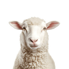 Fototapeta premium A white sheep standing upright, showcasing its woolly coat and distinct features