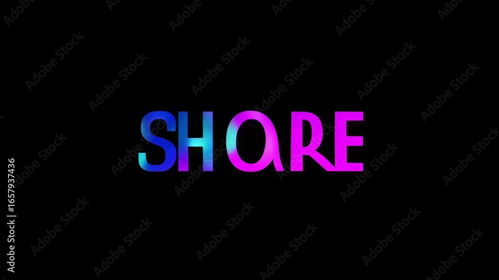 Poster abstract digital animation displaying vibrant text transformations with a colorful gradient effect
