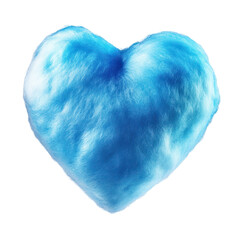blue heart shape cotton candy isolated on white or png transparent background