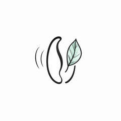 Obraz premium Artistic Illustration of a Bean-Shaped Object with a Leaf and Motion Lines