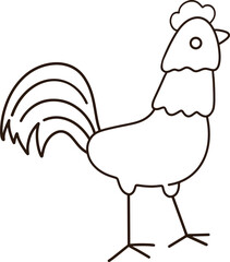 A chicken stands in a line drawing.