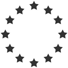 Star Circle Frame, Round Emblem with Stardust Sparkle, Galaxy Twinkle Abstract Starburst, Europe Schengen Eurozone Icon on Transparent Background